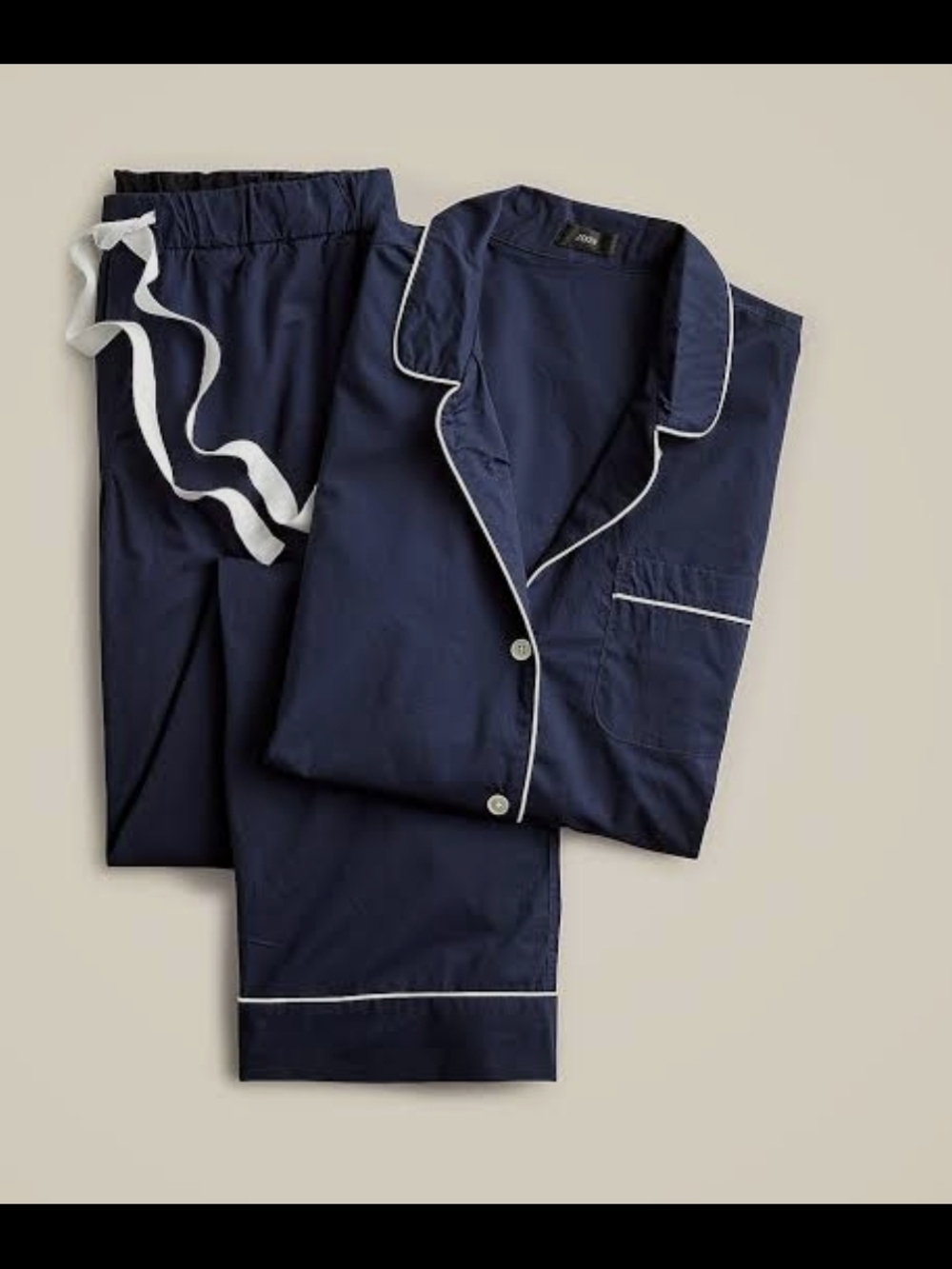 J. Crew Navy Blue Piped Pajama Set